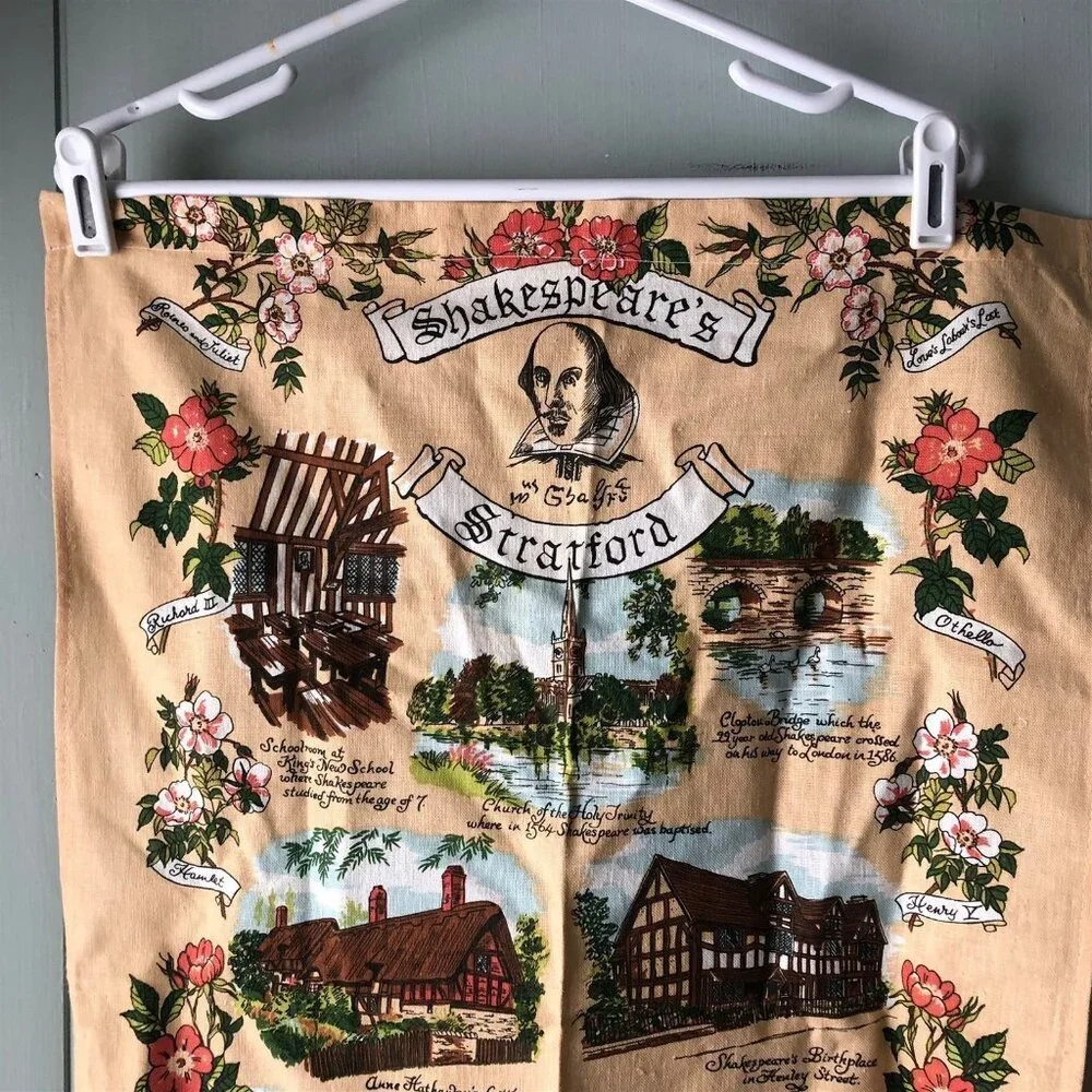 Shakespeare's Stratford Tea Towel British Souvenir Sally Jayne textiles
